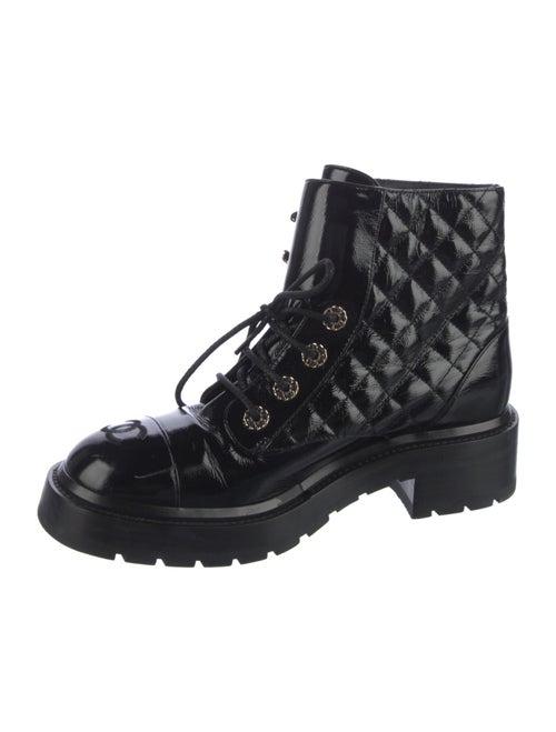 Chanel Interlocking CC Logo Leather Combat Boots