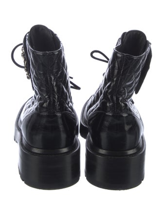 Chanel Interlocking CC Logo Leather Combat Boots