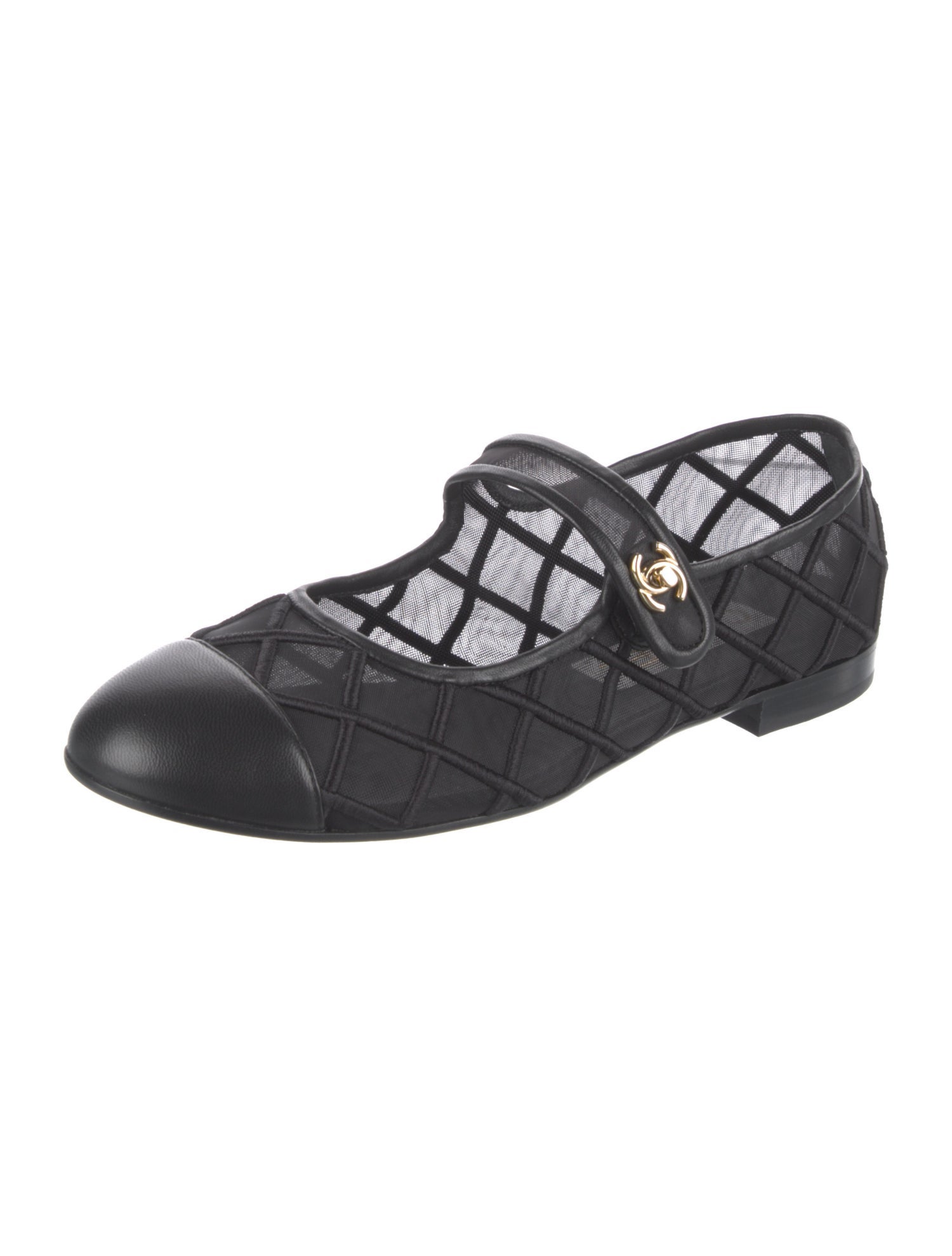 Chanel 2025 Interlocking CC Logo Mary Jane Flats