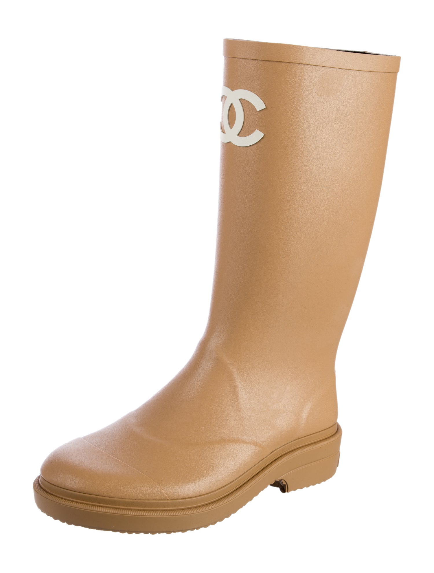 Chanel Interlocking CC Logo Rubber Rain Boots