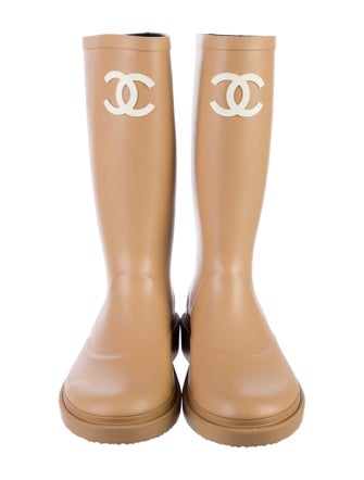 Chanel Interlocking CC Logo Rubber Rain Boots