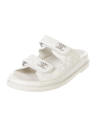 Chanel Interlocking CC Logo Leather Slides