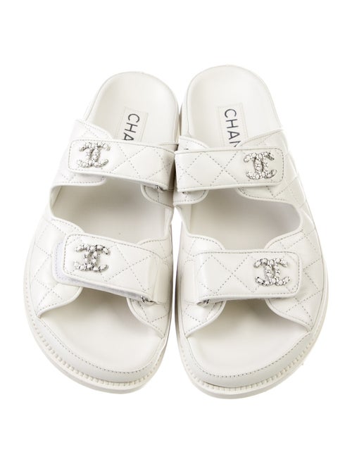 Chanel Interlocking CC Logo Leather Slides