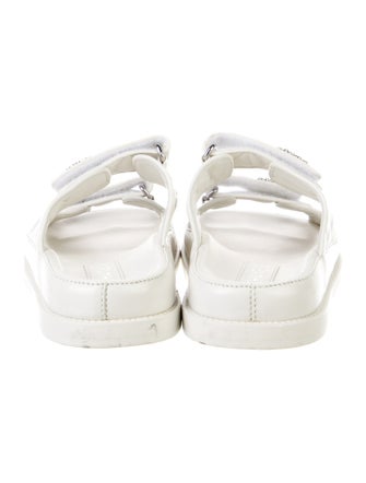 Chanel Interlocking CC Logo Leather Slides