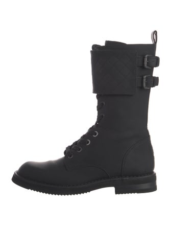 Chanel 2014 Interlocking CC Logo Combat Boots