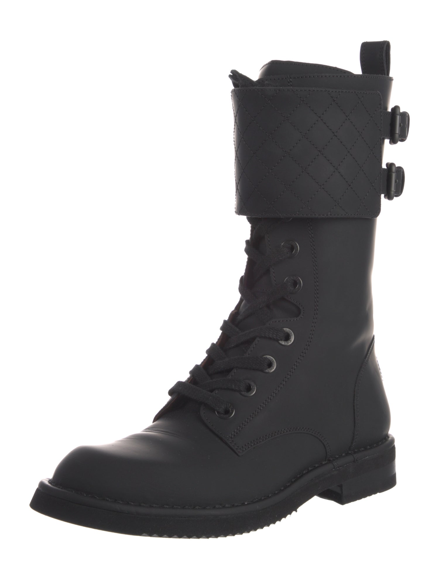 Chanel 2014 Interlocking CC Logo Combat Boots