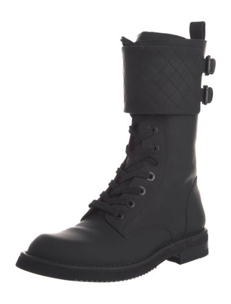 Chanel 2014 Interlocking CC Logo Combat Boots