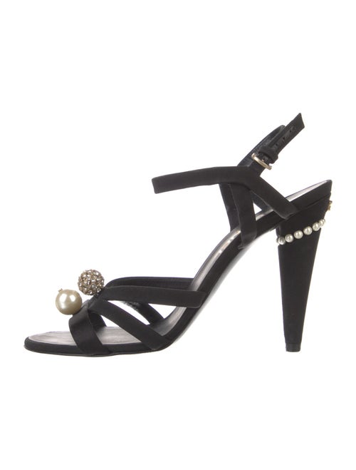 Chanel Interlocking CC Logo Satin Slingback Sandals