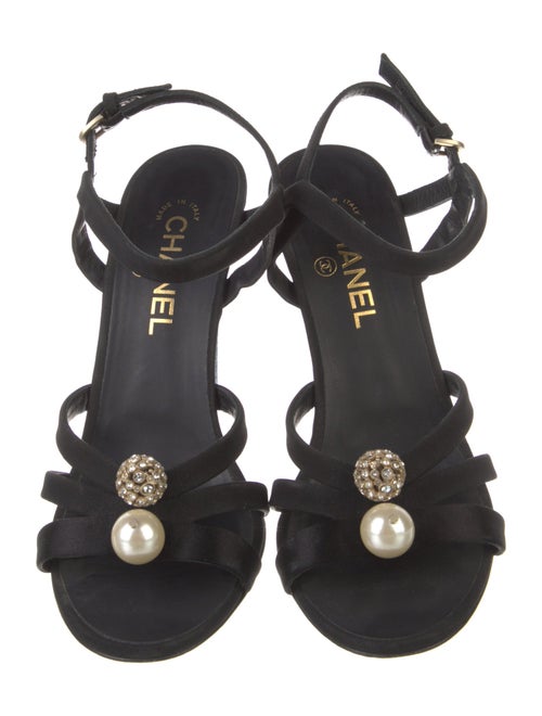 Chanel Interlocking CC Logo Satin Slingback Sandals