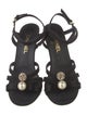 Chanel Interlocking CC Logo Satin Slingback Sandals