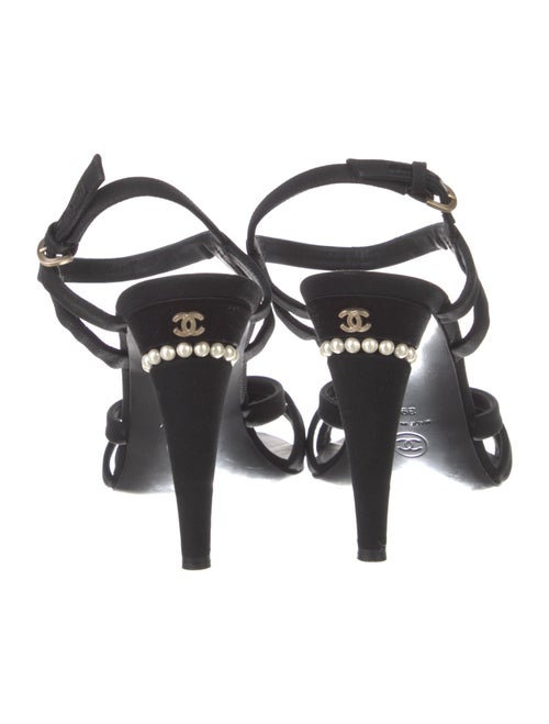 Chanel Interlocking CC Logo Satin Slingback Sandals