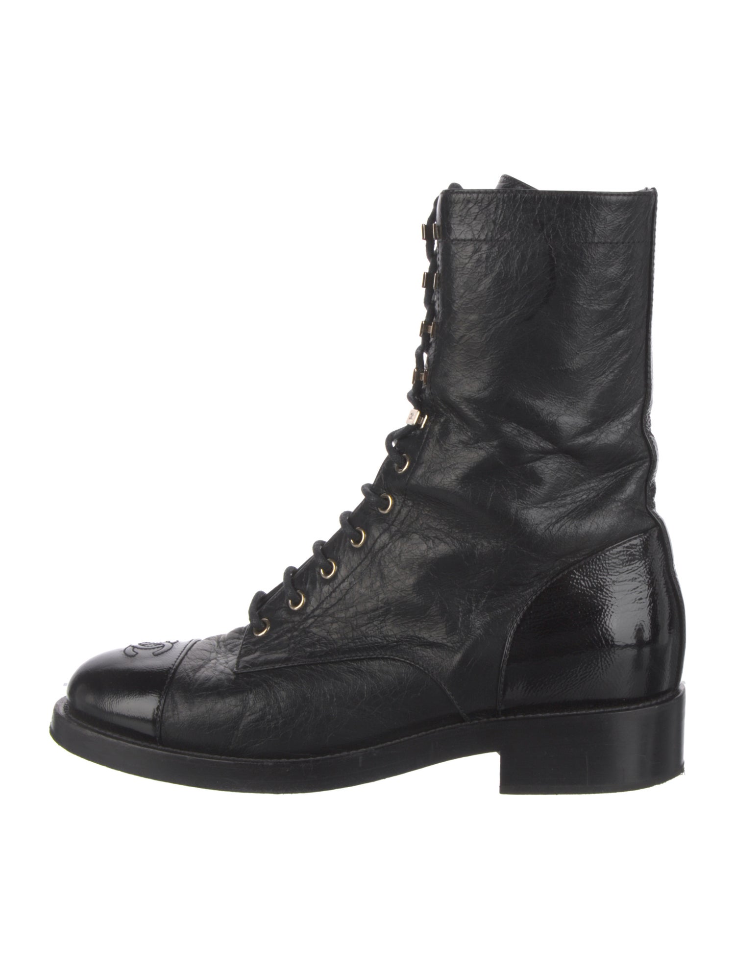 Chanel 2021 Interlocking CC Logo Combat Boots