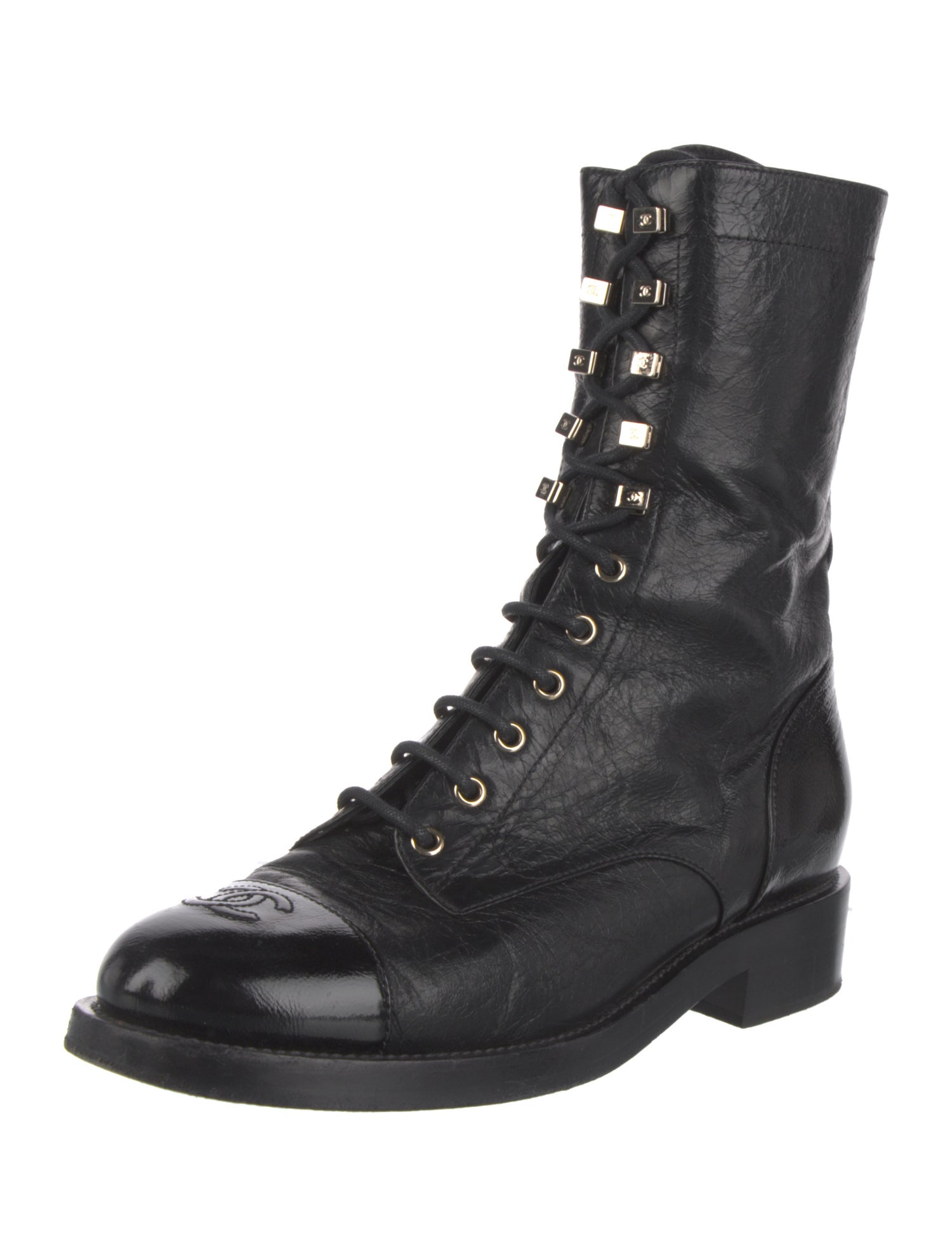 Chanel 2021 Interlocking CC Logo Combat Boots