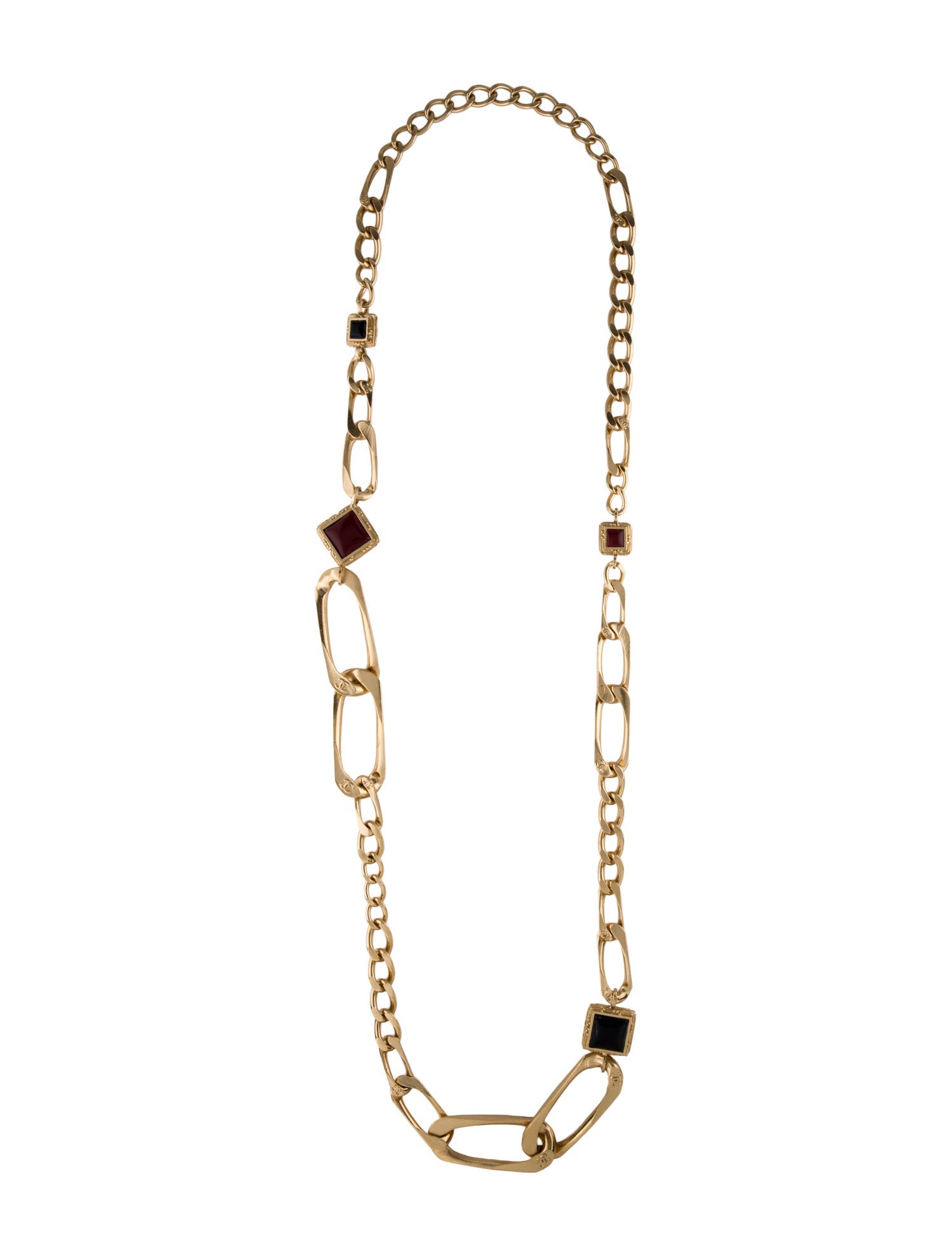 Chanel Vintage Gripoix Station Long Chain Necklace