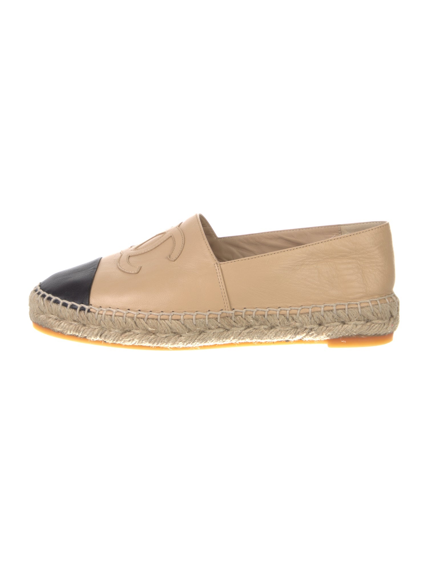 Chanel Interlocking CC Logo Leather Espadrilles