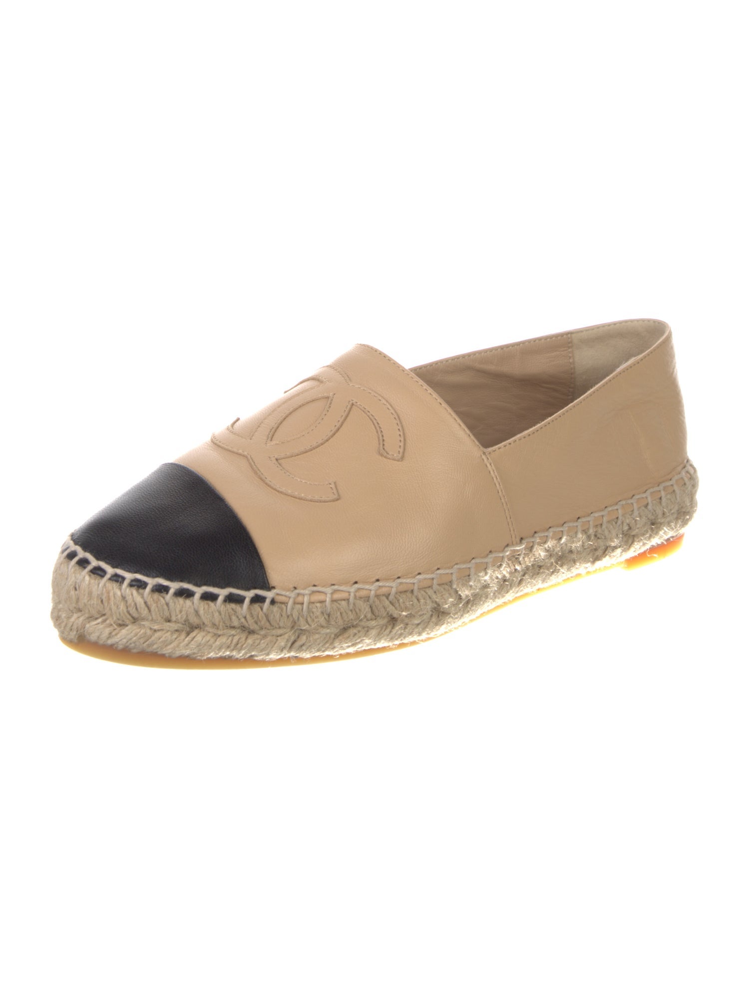 Chanel Interlocking CC Logo Leather Espadrilles