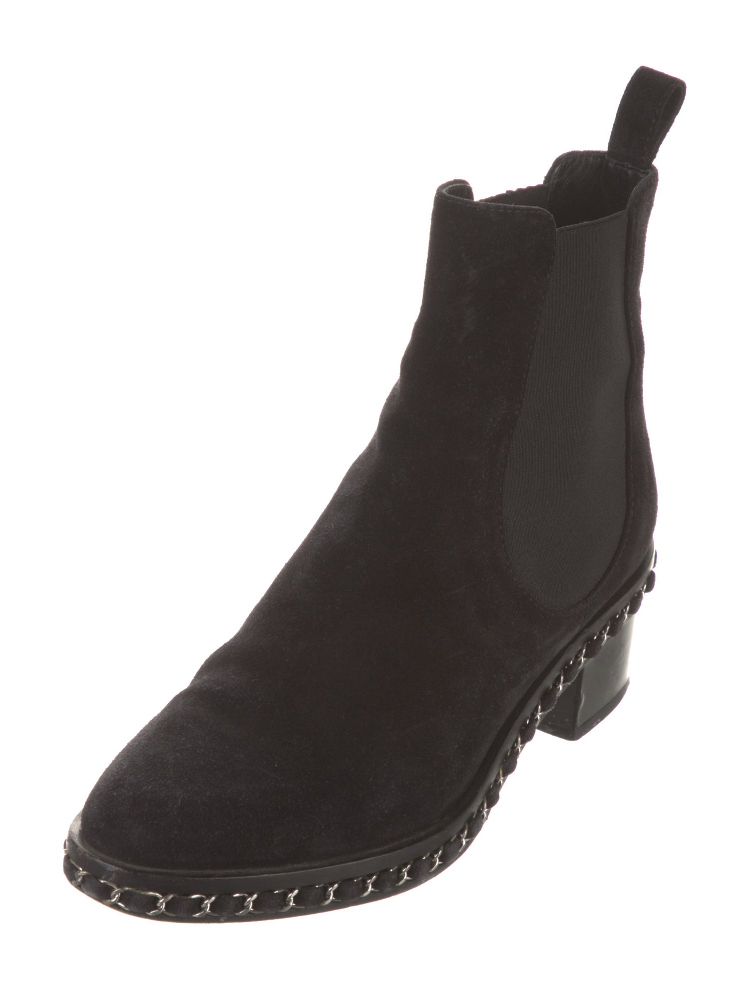 Chanel Interlocking CC Logo Suede Chelsea Boots