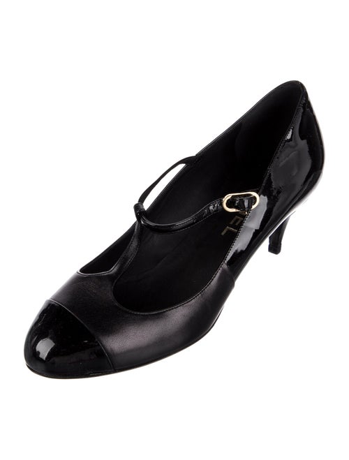 Chanel Interlocking CC Logo Leather T-Strap Pumps