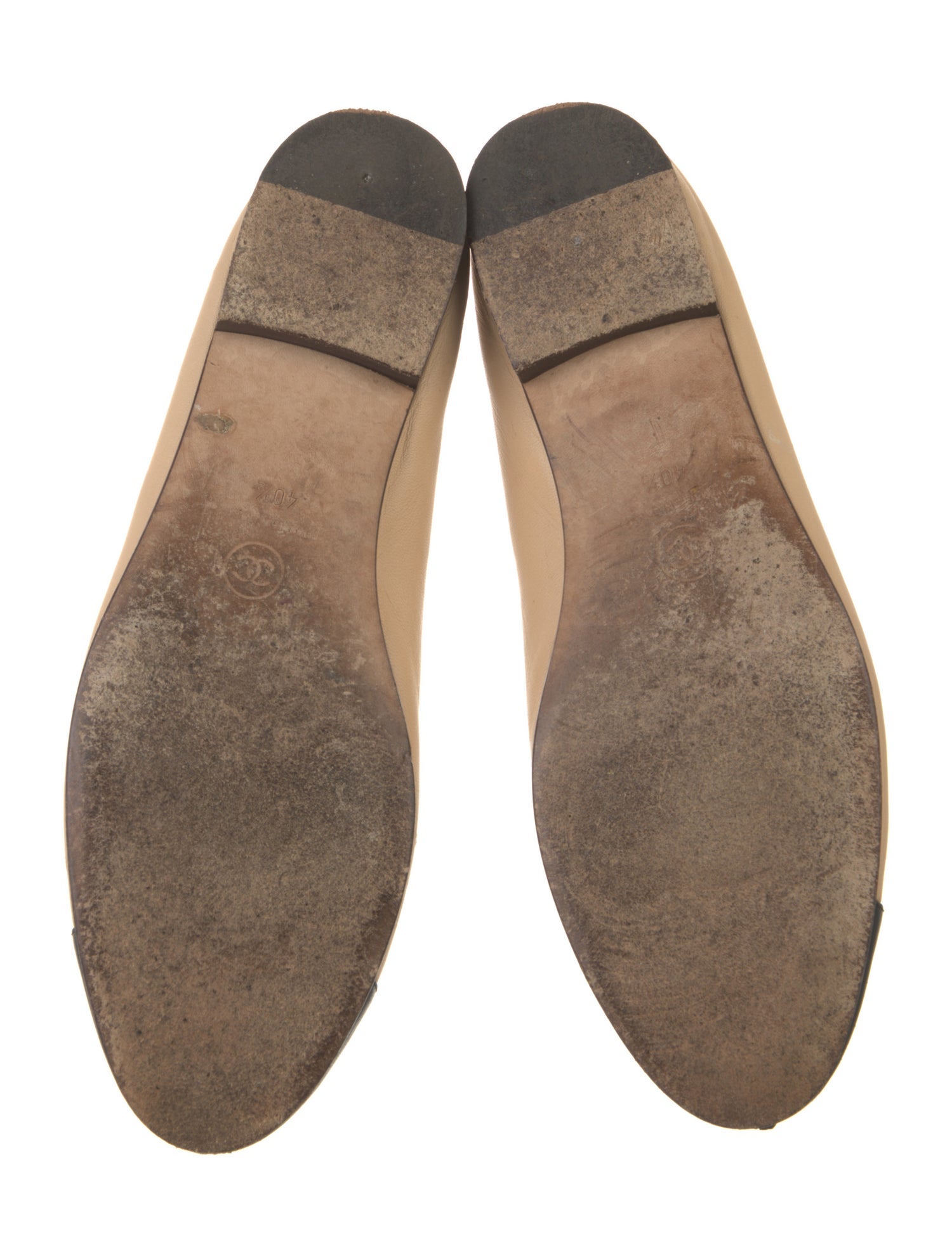 Chanel Interlocking CC Logo Leather Ballet Flats