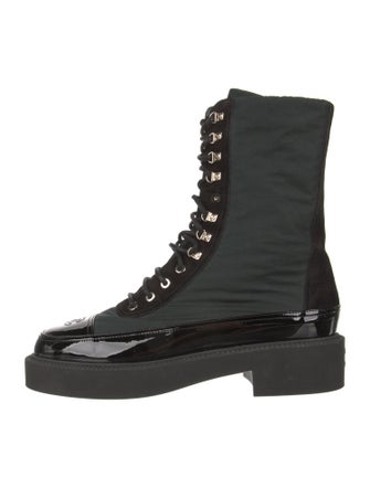 Chanel Interlocking CC Logo Nylon Combat Boots