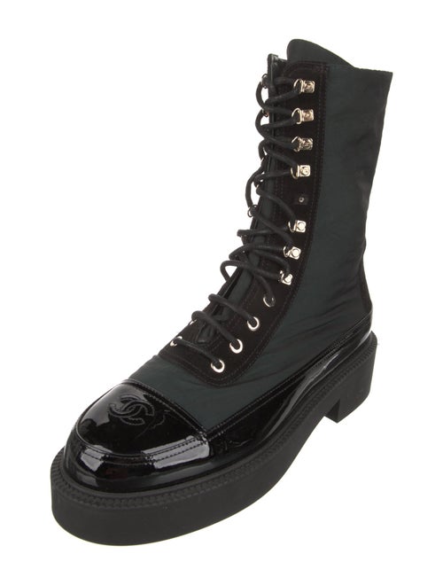 Chanel Interlocking CC Logo Nylon Combat Boots