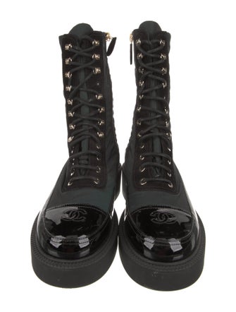 Chanel Interlocking CC Logo Nylon Combat Boots