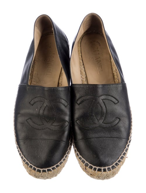 Chanel Interlocking CC Logo Leather Espadrilles