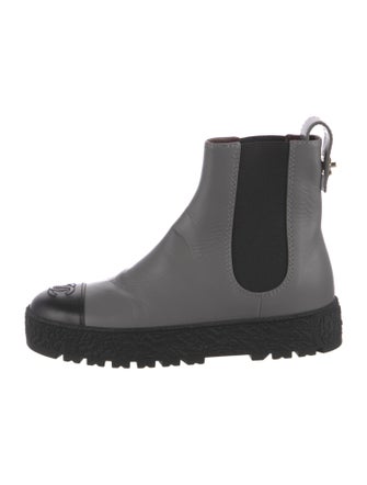 Chanel Interlocking CC Logo Leather Chelsea Boots