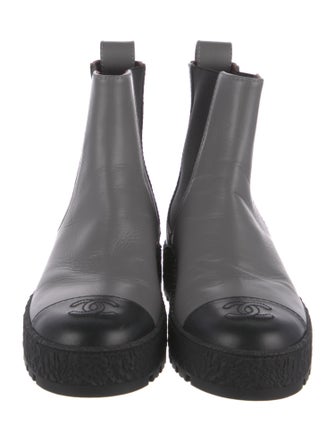 Chanel Interlocking CC Logo Leather Chelsea Boots