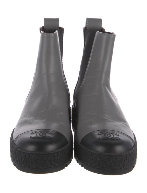 Chanel Interlocking CC Logo Leather Chelsea Boots