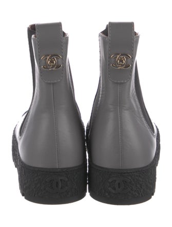 Chanel Interlocking CC Logo Leather Chelsea Boots