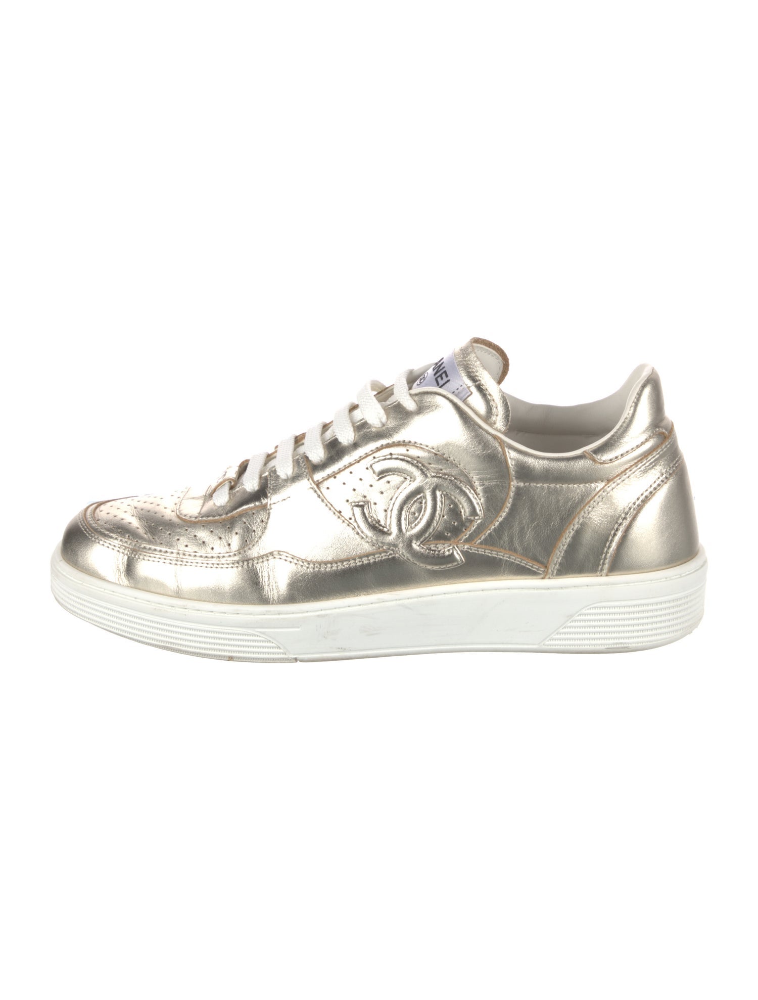Chanel Interlocking CC Logo Leather Sneakers