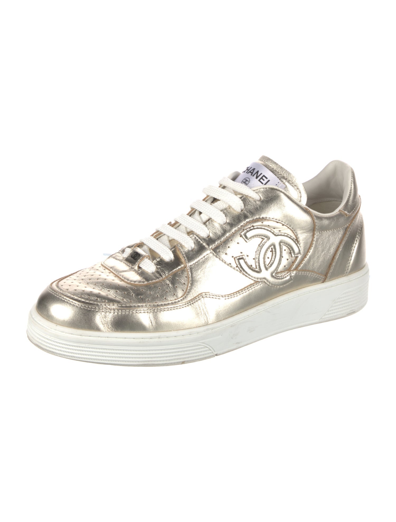 Chanel Interlocking CC Logo Leather Sneakers