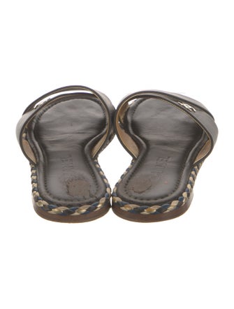 Chanel Interlocking CC Logo Leather Slides