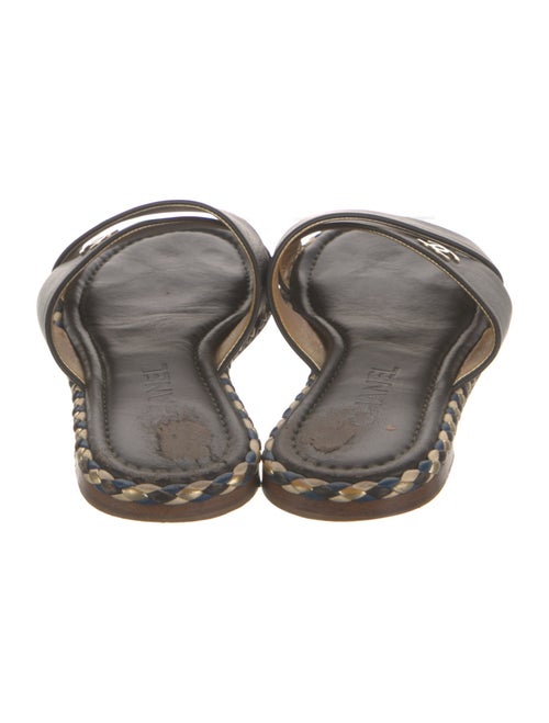 Chanel Interlocking CC Logo Leather Slides