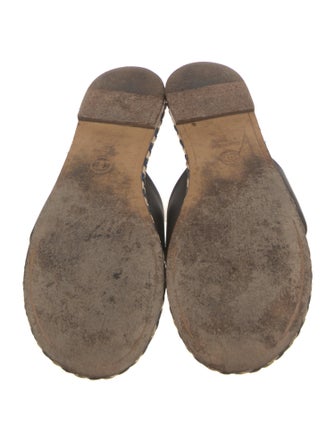 Chanel Interlocking CC Logo Leather Slides