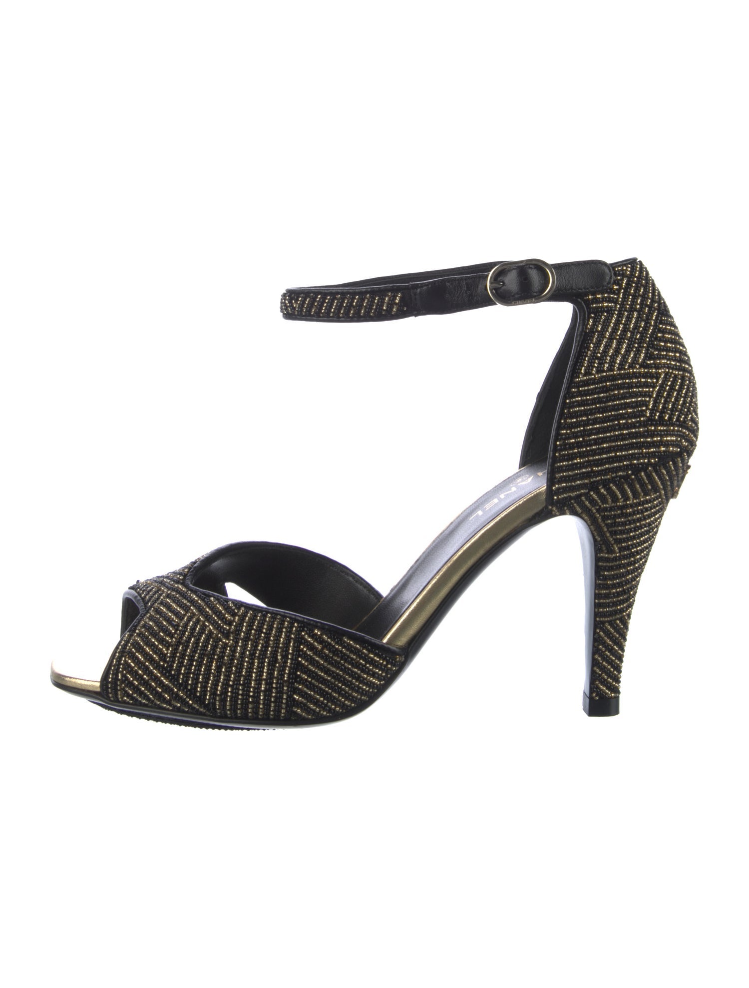 Chanel Interlocking CC Logo Beaded Accents Sandals