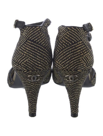 Chanel Interlocking CC Logo Beaded Accents Sandals