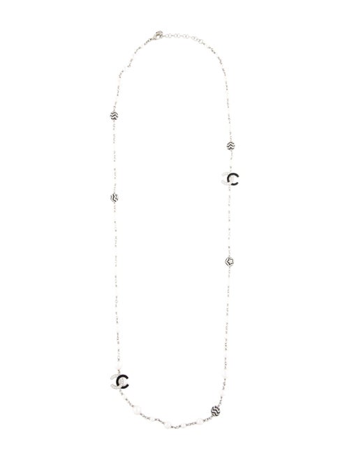 Chanel 2023 Faux Pearl, Resin & Strass CC Necklace