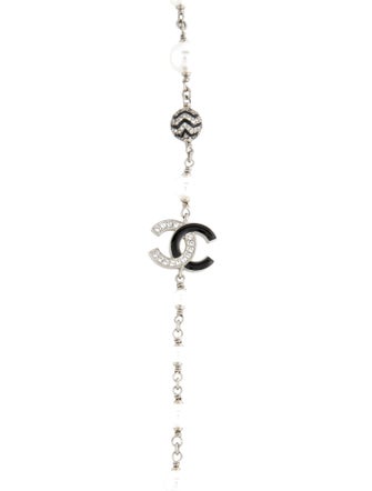Chanel 2023 Faux Pearl, Resin & Strass CC Necklace