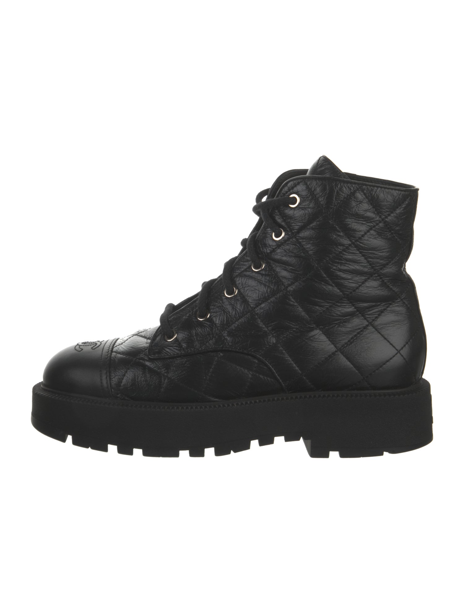 Chanel 2024 Interlocking CC Logo Combat Boots