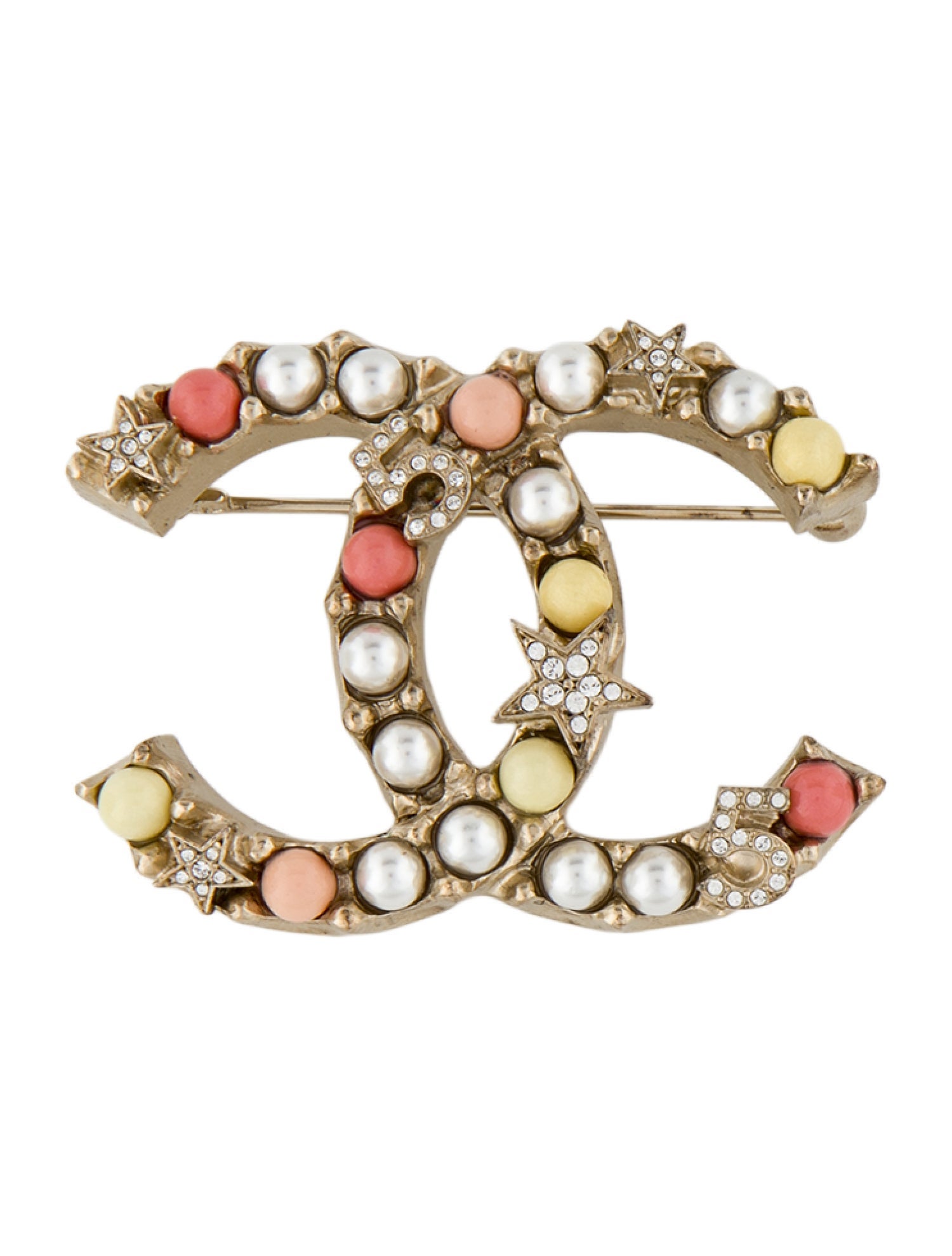 Chanel 2022 Faux Pearl, Strass & Resin CC Brooch