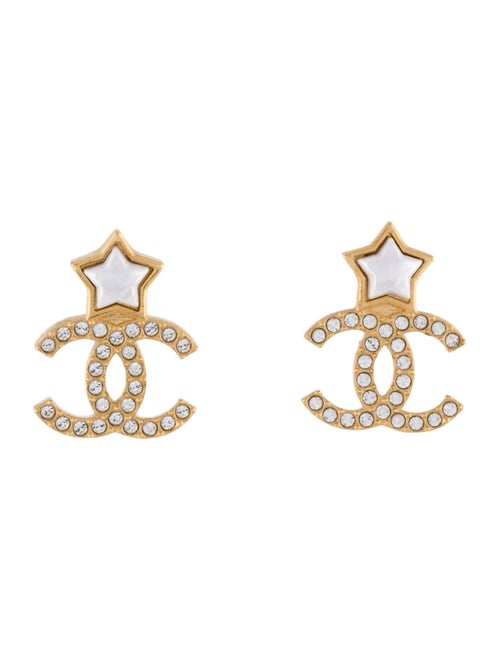 Chanel 2024 Faux Pearl & Strass CC Stud Earrings