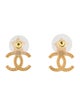 Chanel 2024 Faux Pearl & Strass CC Stud Earrings