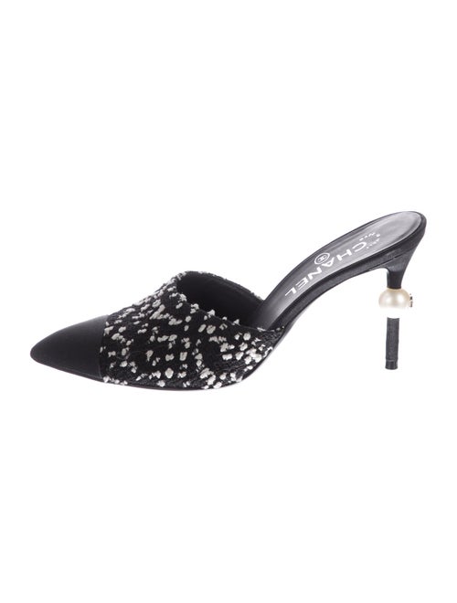 Chanel Interlocking CC Logo Tweed Mules