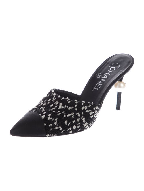 Chanel Interlocking CC Logo Tweed Mules