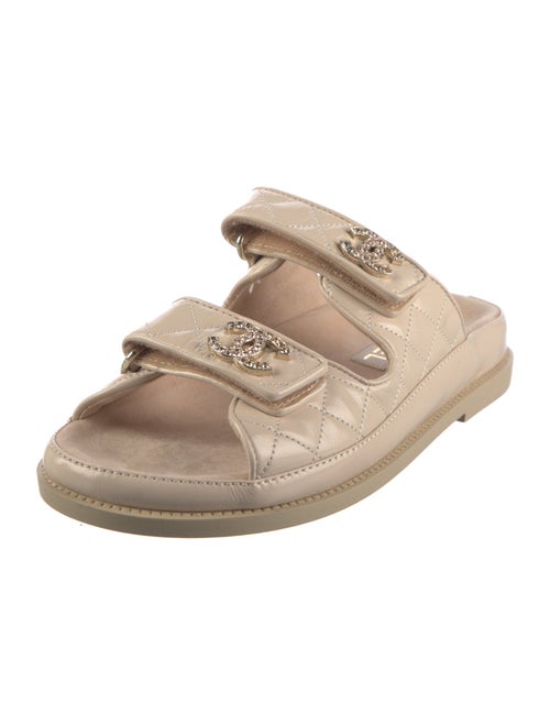 Chanel Interlocking CC Logo Leather Slides