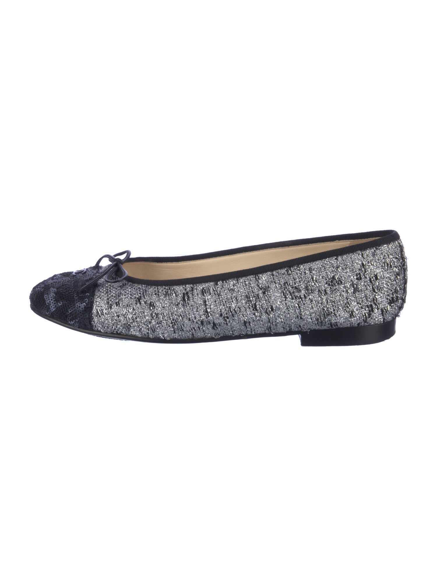 Chanel Interlocking CC Logo Tweed Ballet Flats