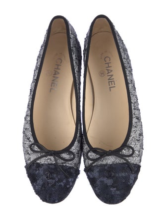 Chanel Interlocking CC Logo Tweed Ballet Flats
