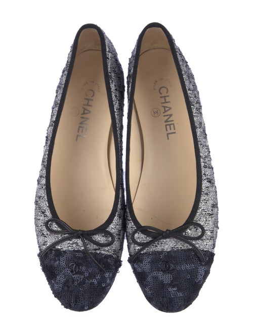 Chanel Interlocking CC Logo Tweed Ballet Flats